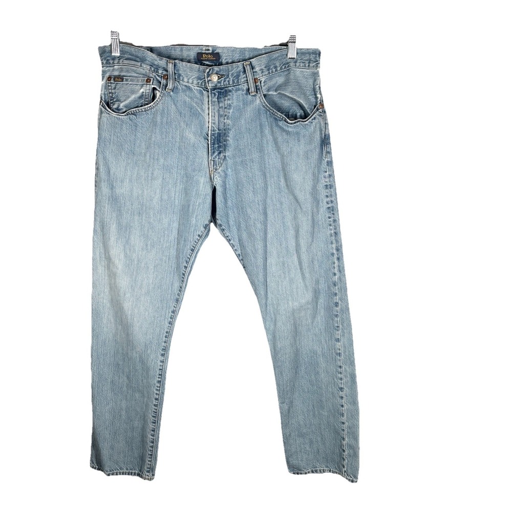 Polo Ralph Lauren Jeans Mens 35x32 Blue The Hampton Relaxed Straight Med Wash